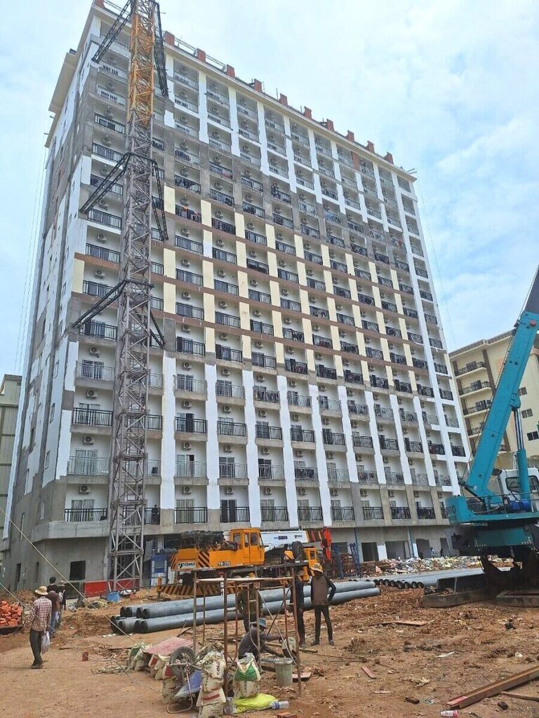 High-rise casino building under construction, Bavet