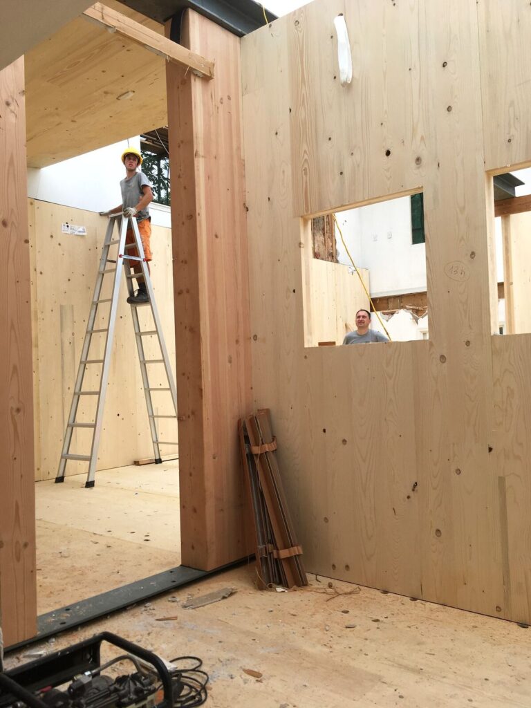 Interior CLT timber walls, Suzhou residence